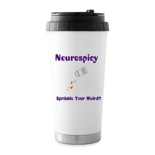 Neurospicy: Sprinkle Your Weird 16 oz Travel Mug - white
