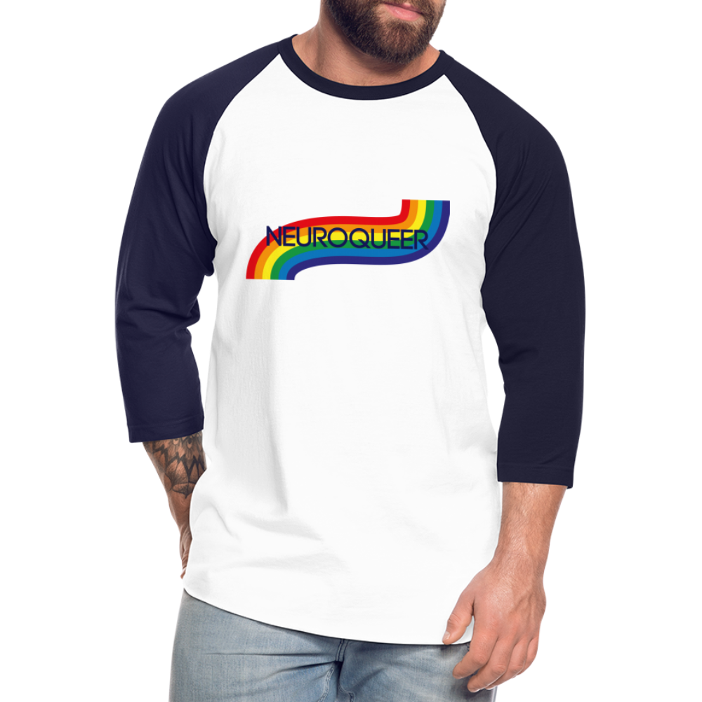 Neuroqueer Pride Unisex Baseball T-Shirt - white/navy