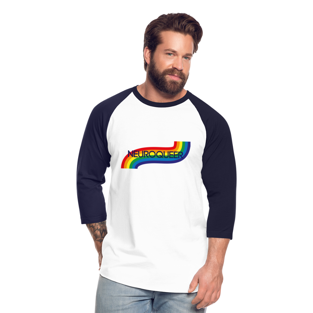 Neuroqueer Pride Unisex Baseball T-Shirt - white/navy