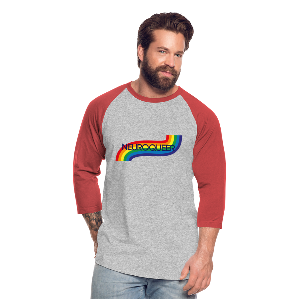 Neuroqueer Pride Unisex Baseball T-Shirt - heather gray/red