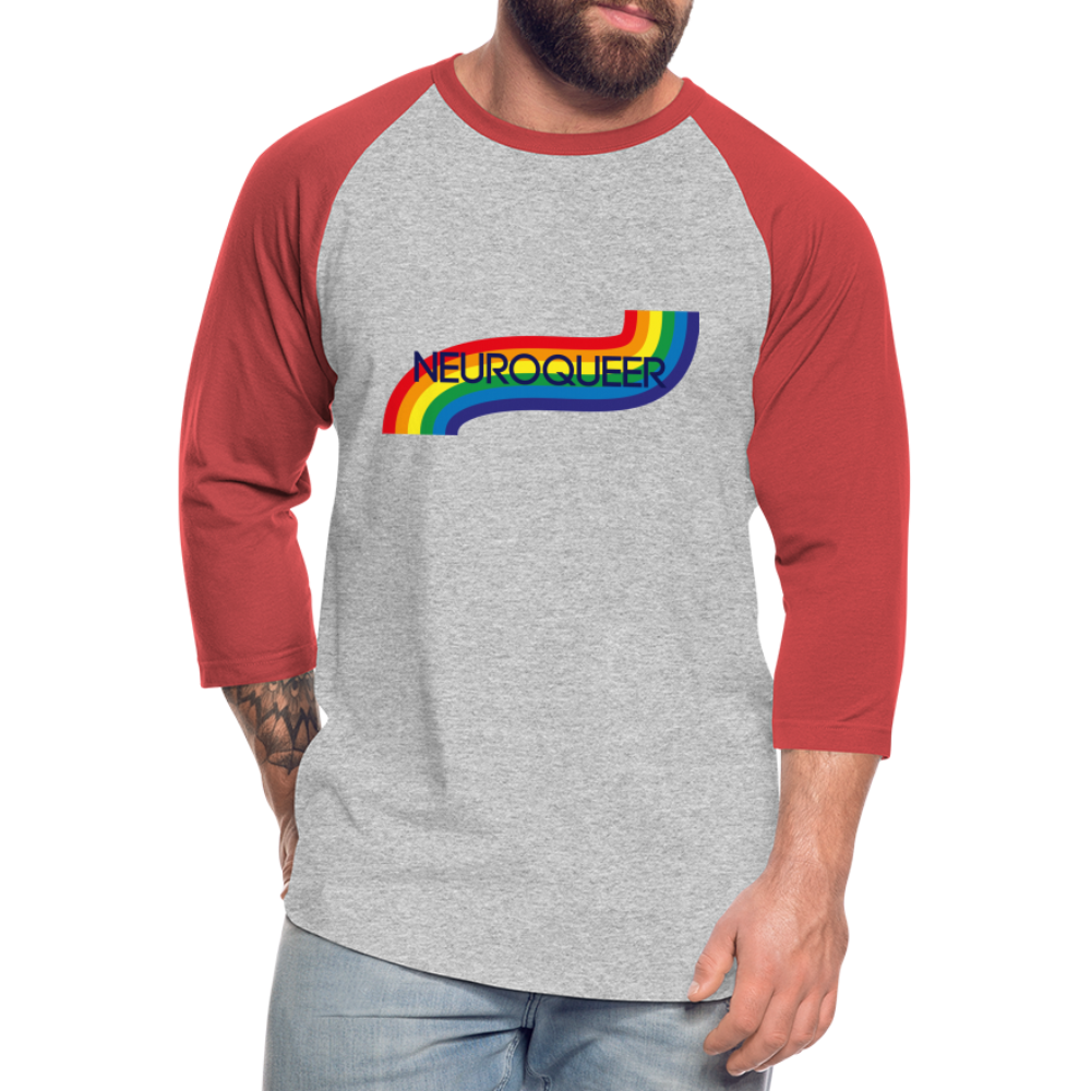 Neuroqueer Pride Unisex Baseball T-Shirt - heather gray/red