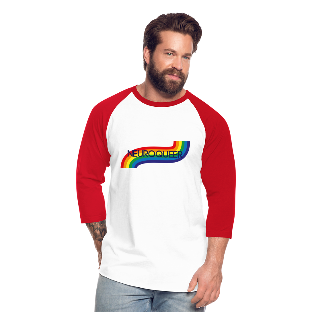 Neuroqueer Pride Unisex Baseball T-Shirt - white/red