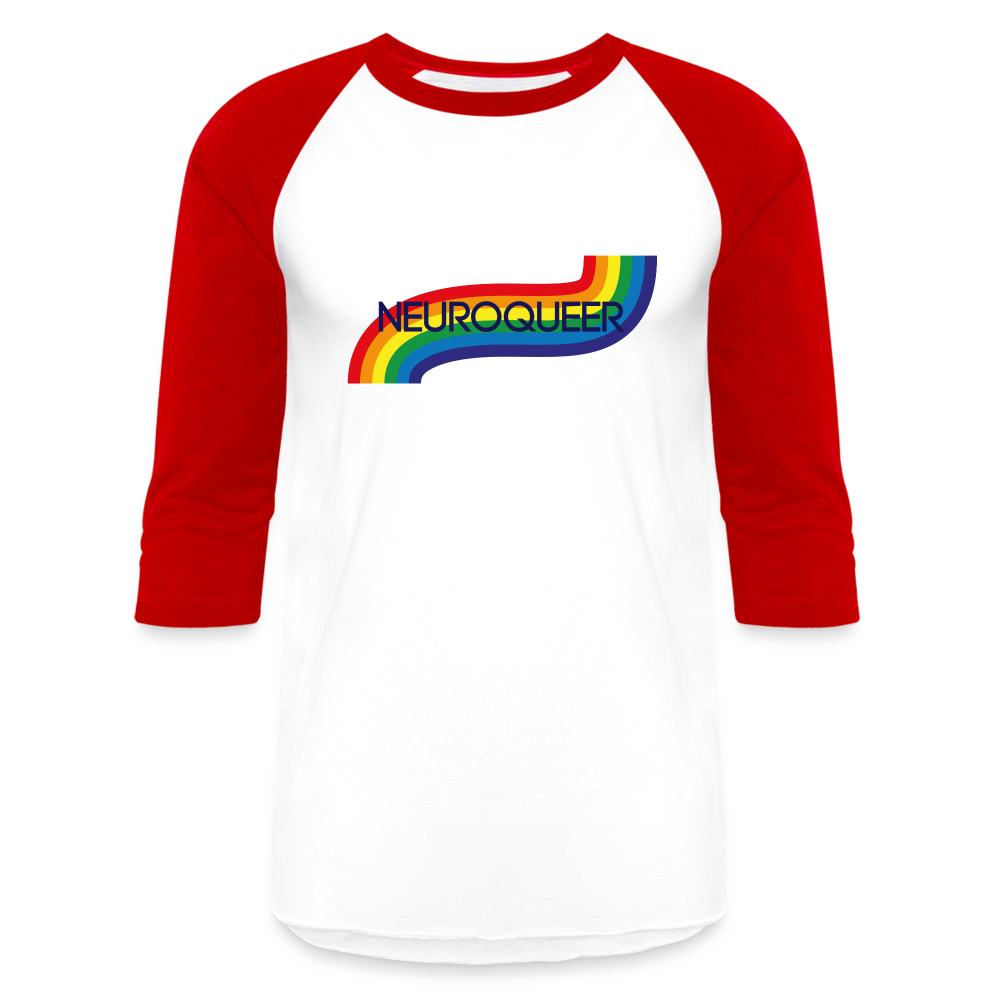 Neuroqueer Pride Unisex Baseball T-Shirt - white/red