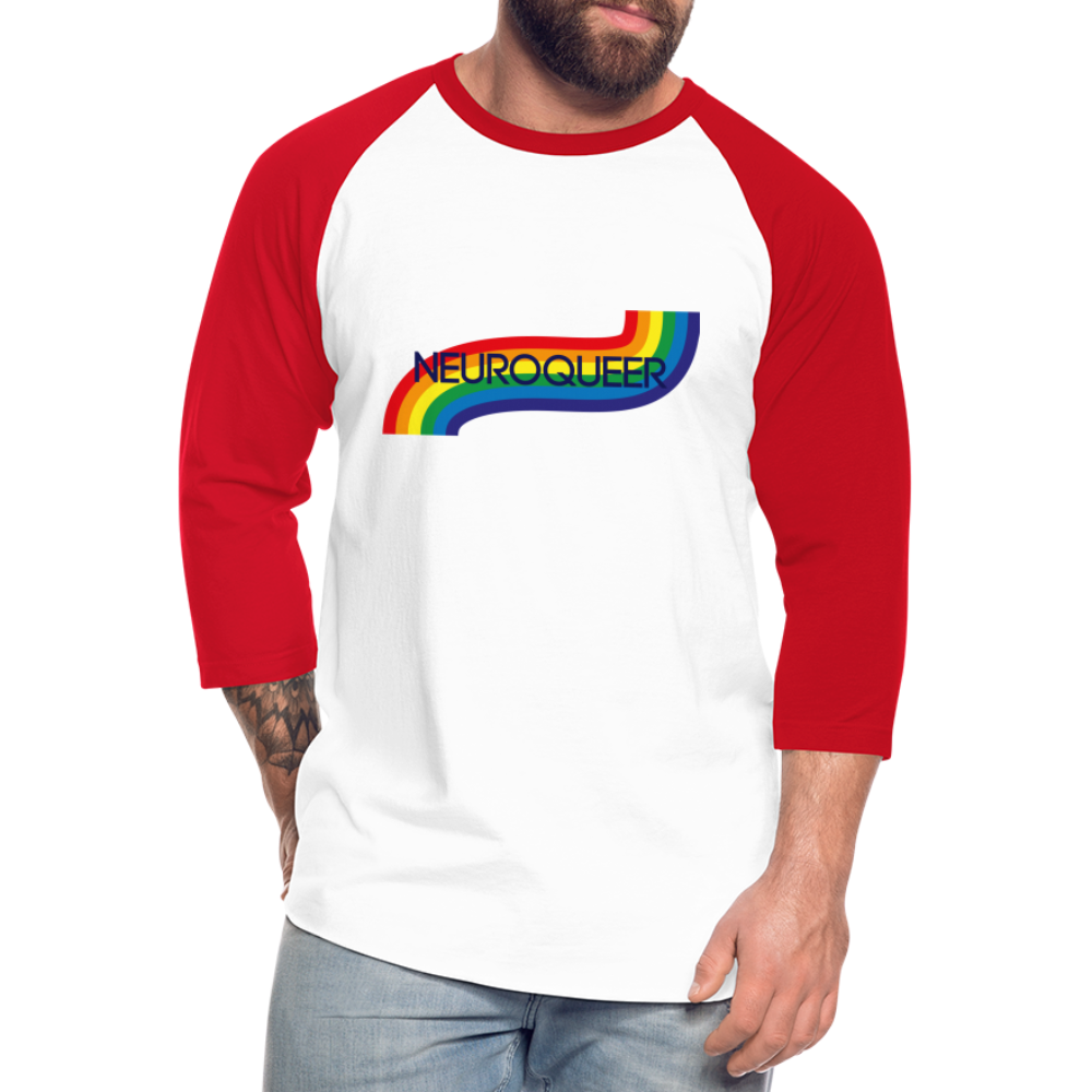 Neuroqueer Pride Unisex Baseball T-Shirt - white/red