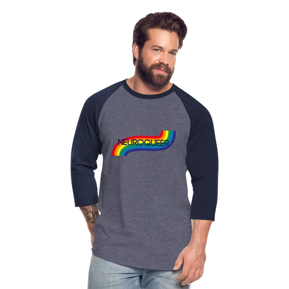 Neuroqueer Pride Unisex Baseball T-Shirt - heather blue/navy