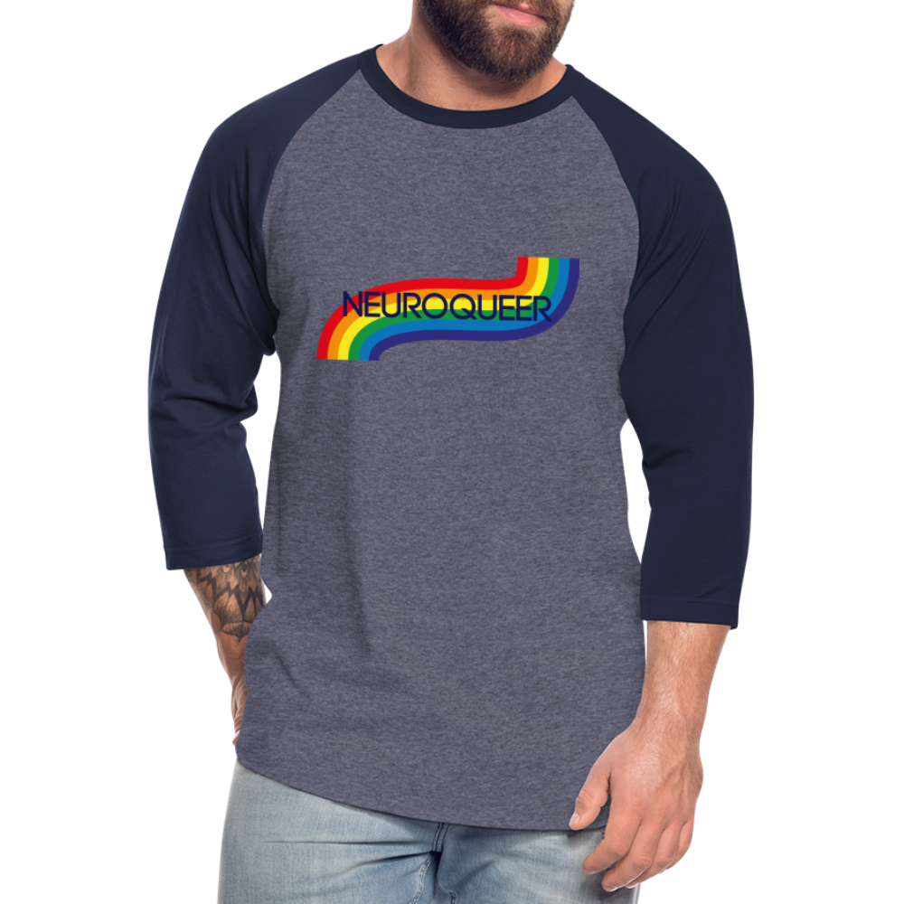 Neuroqueer Pride Unisex Baseball T-Shirt - heather blue/navy