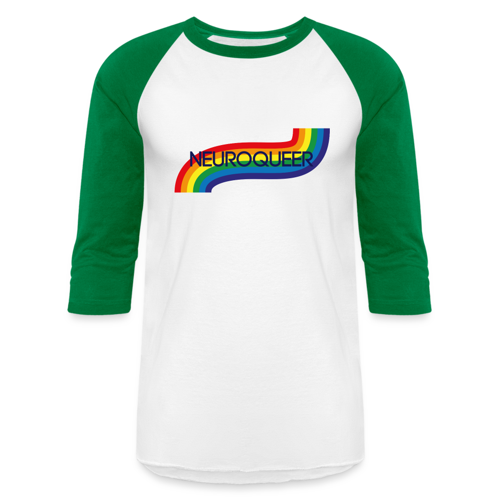 Neuroqueer Pride Unisex Baseball T-Shirt - white/kelly green