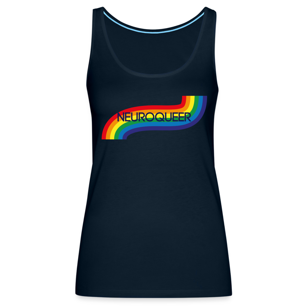 Neuroqueer Pride Female Cut Premium Tank Top - deep navy