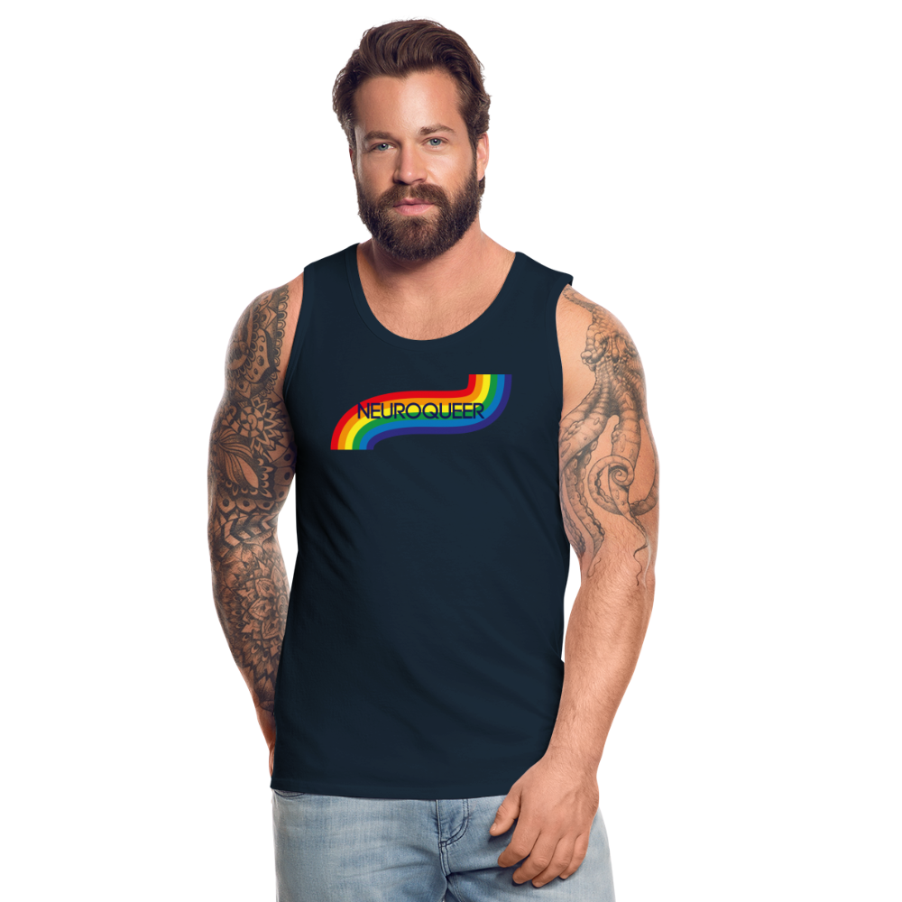 Neuroqueer Pride Male Cut Premium Tank - deep navy